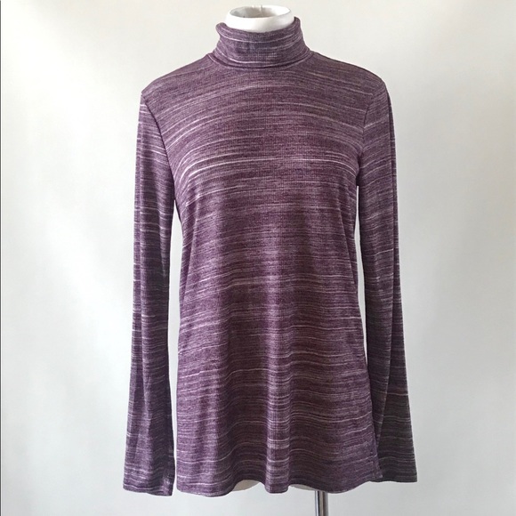 BANANA REPUBLIC Marled Purple Turtleneck Top - Picture 2 of 6